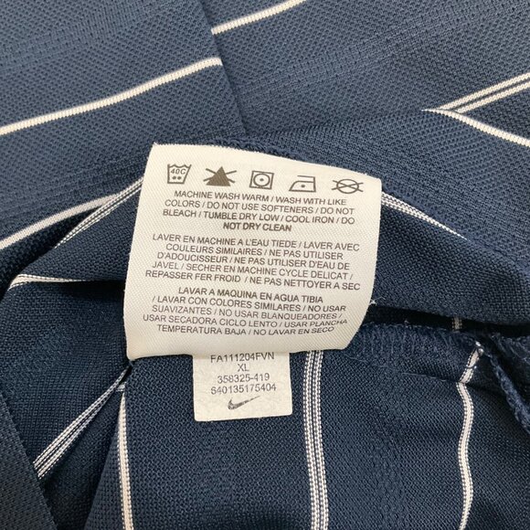 Nike Golf Men's XL Navy Blue & White Striped Dri-Fit Short Sleeve Polo Shirt - Picture 9 of 9